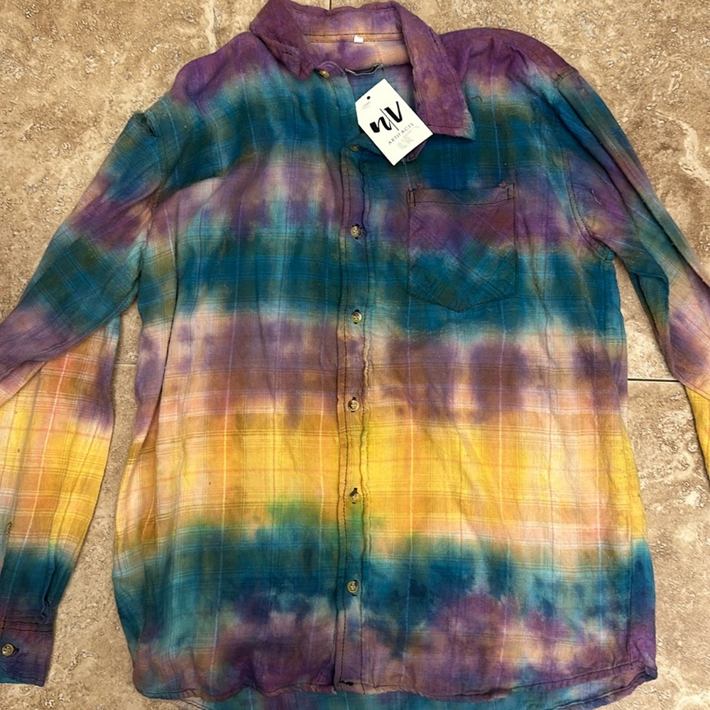 Tie dye plaid shirt